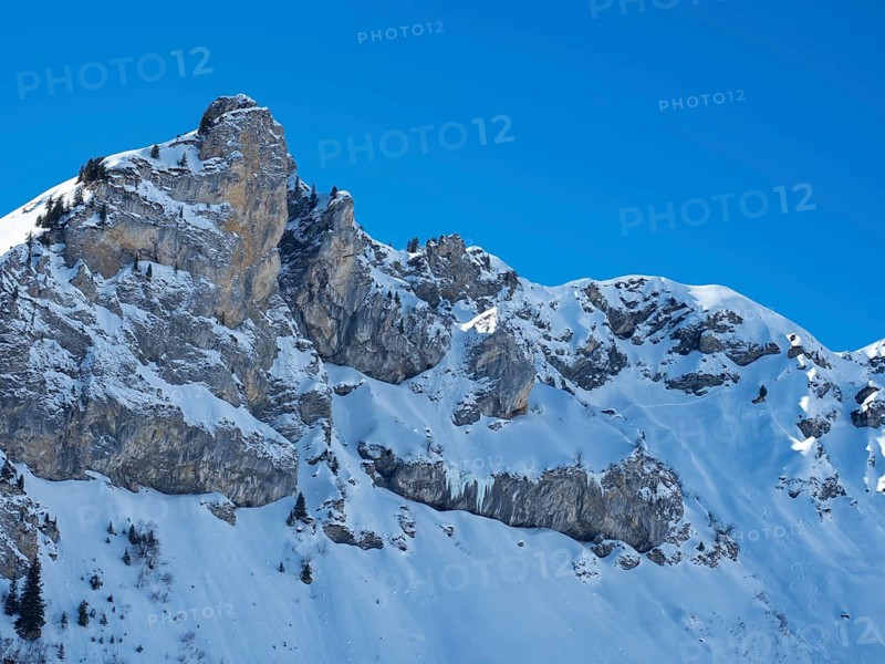 A steep mountain ridge close to Muerren, Switzerland, Europe