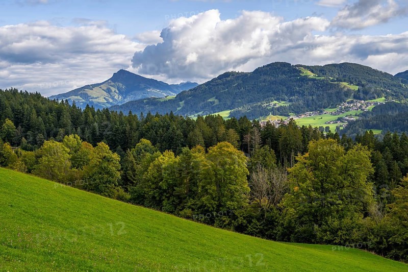 View to the Kitzbüheler Horn mountain in the alps of Austria