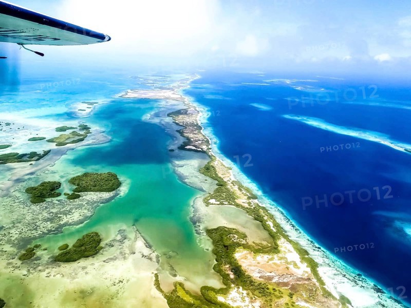 Los Roques, Venezuela. Aerial of island and beach