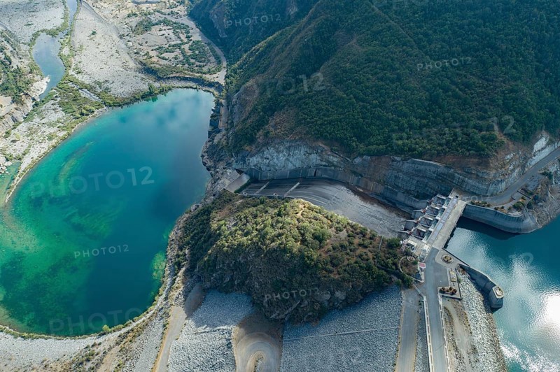Aerial view Machacura Dam in Region Maule, Chile, South America