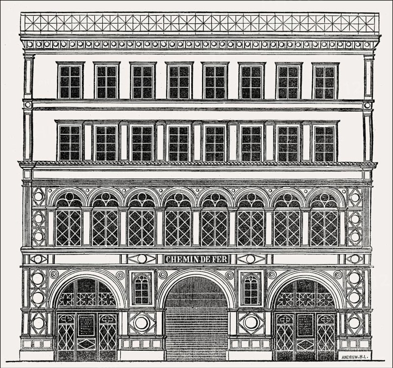 The planned facade of Madeleine station, Rue Tronchet, Paris, France, 1830s, Europe