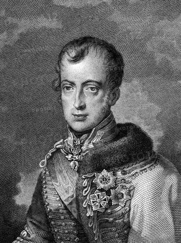 Ferdinand I of Austria (1793-1875) on engraving from 1859. Emperor of Austria. Engraved by G.W.Lehmann and published in Meyers Konversations-Lexikon, Germany, 1859, Europe
