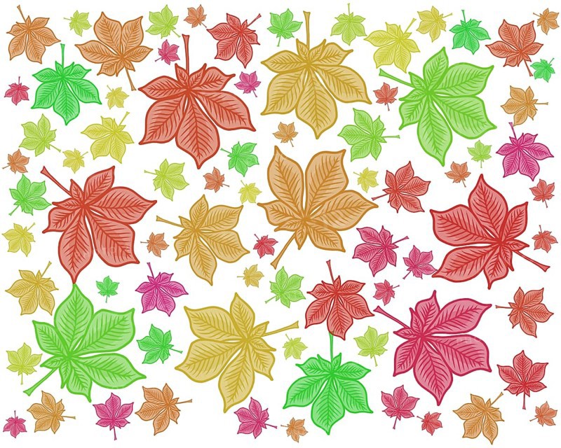 Bright colorful modern chestnut leaf repeating pattern design