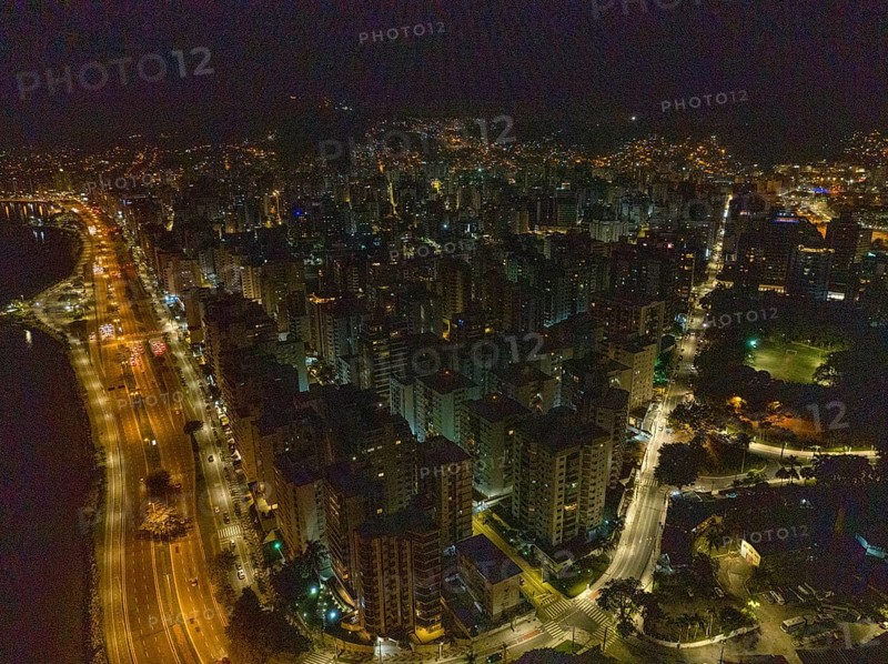 Florianopolis in Santa Catarina. Night aerial image