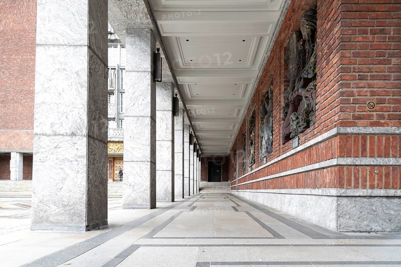 Oslo, Norway, August 11, 2019: Oslo City Hall. It houses the city council. It is the seat of the ceromony of Nobel Peace Prize every year, Europe