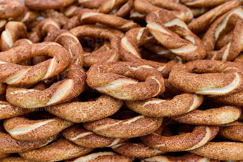 Sesame curls in large quantities with a brown, crispy texture, Istanbul Modern, Istanbul, Turkey, Asia