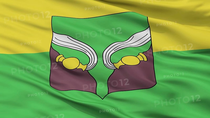 Doksycy Rajon City Flag, Country Belarus, Closeup View, 3D Rendering