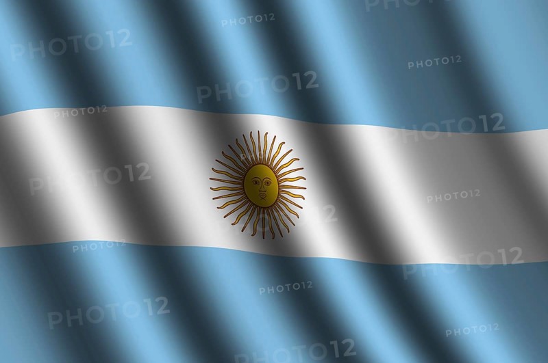 The Argentine flag flying in the wind