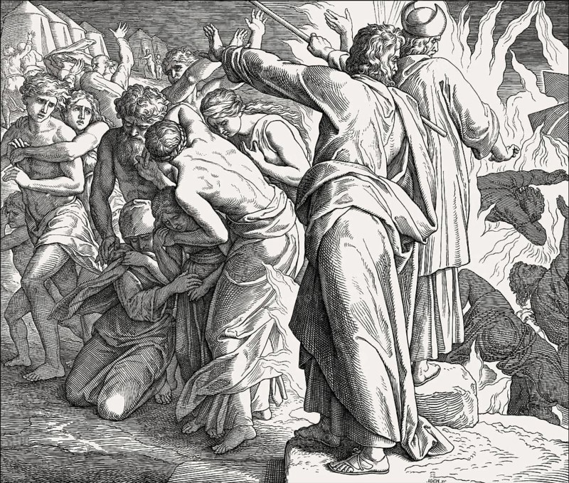 Korah's Rebellion, Old Testament, by Julius Schnorr von Carolsfeld, 1860