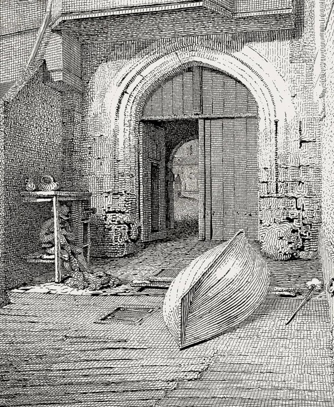 Water gate New Palace Yard, seen from the river, Westminster, London, 1805