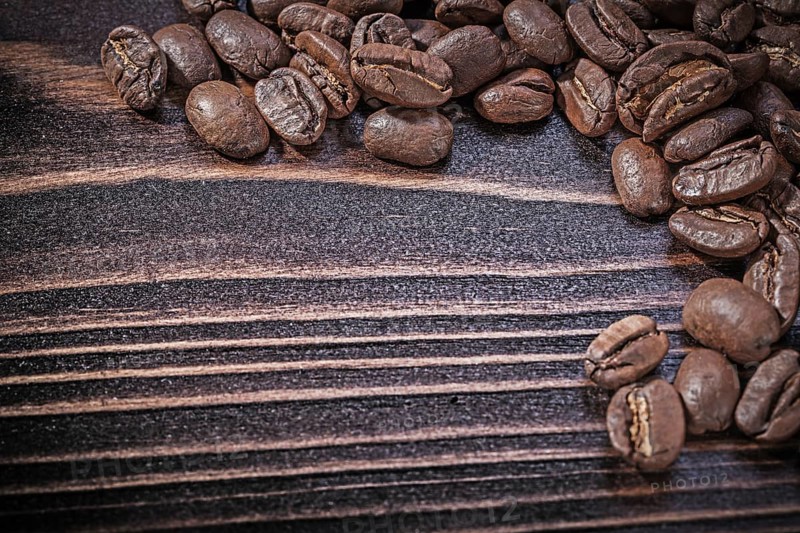 Coffee crops on vintage wooden board