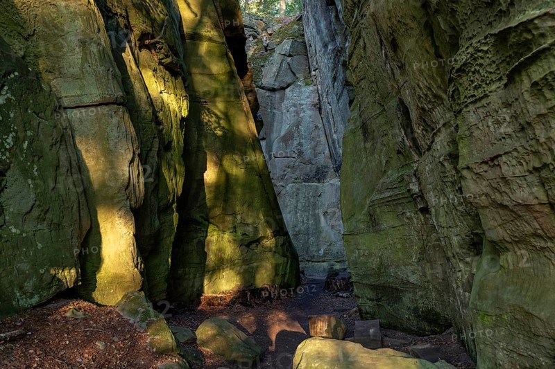 Narrow passage in the sandstone, Mullerthal Trail, hiking trail near Berdorf, Luxembourg, Europe