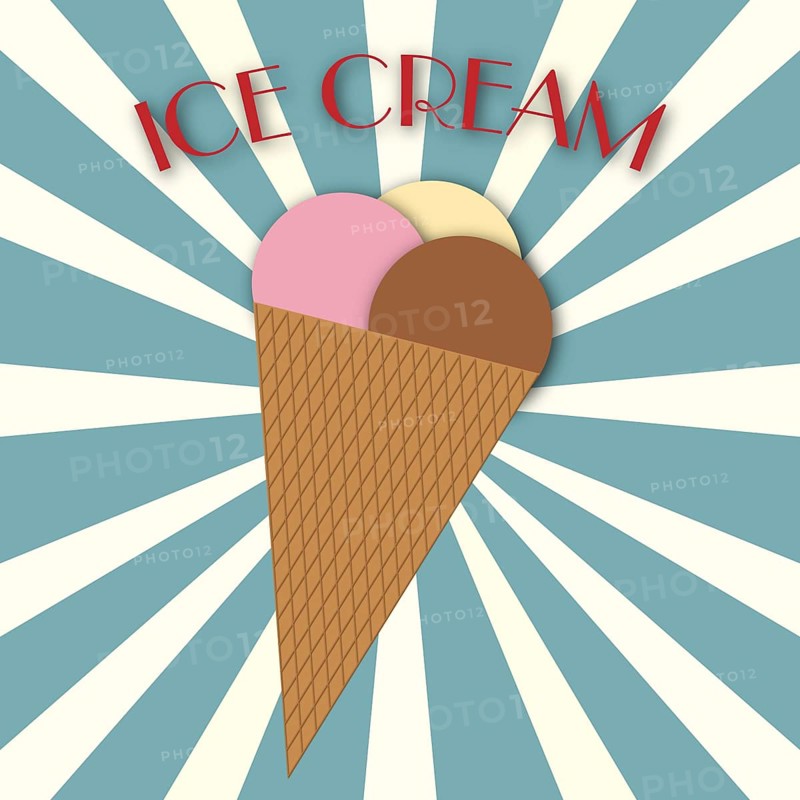 Illustration of an ice cream cone with lettering Illustraion of an ice cream with lettering