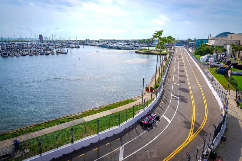 INDYCAR Series driver, KYLE KIRKWOOD (27) of Jupiter, Florida, travels through the turns during a practice session for the Firestone Grand Prix of St. Petersburg at the St. Petersburg Temporary Course in St. Petersburg FL