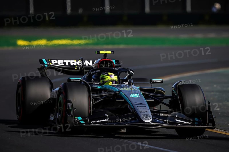 MELBOURNE, AUSTRALIA, MARCH 23: Lewis Hamilton of Great Britain drives the Mercedes AMG Petronas F1 Team W15 during qualifying in the 2024 Australian Grand Prix at Albert Park in Melbourne, Australia, Oceania