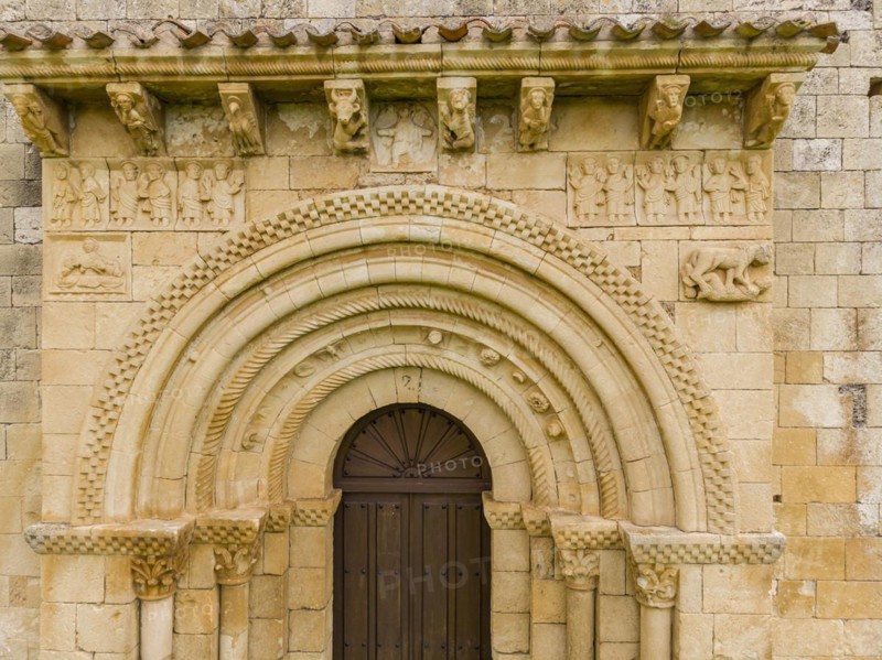 Hermitage of San Pedro de Tejada, western doorway, Romanesque hermitage, Puente-Arenas, the Merindad de Valdivielso, Burgos, Spain, Europe