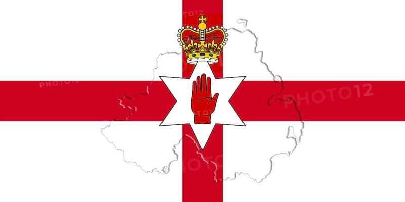 Northern Ireland Ulster Banner. Flag With Map On It 3D illustration
