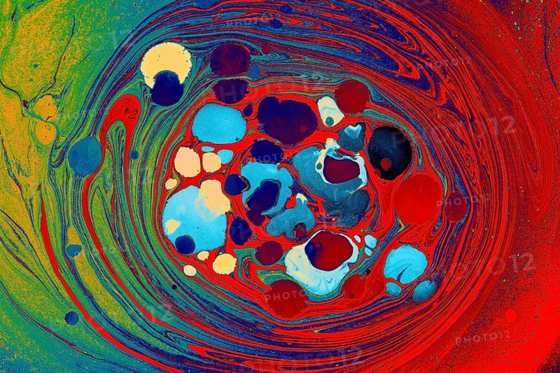 Beautiful abstract art of Ebru marbling painting techniques on water with paints