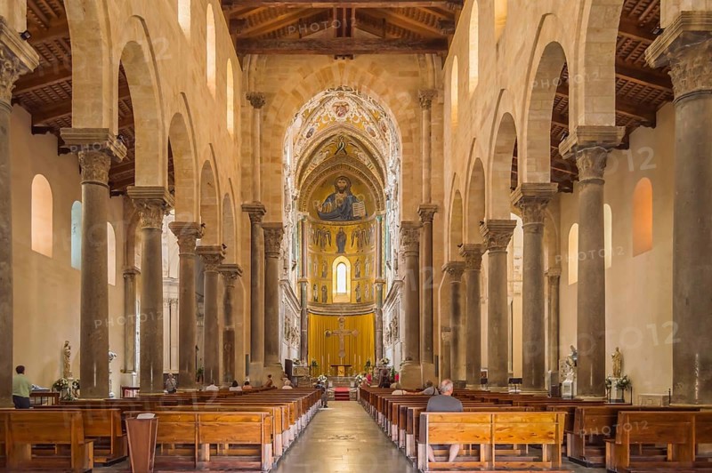 Interieur view of Cefalu Cathedral in the city of the same name in northern Sicily