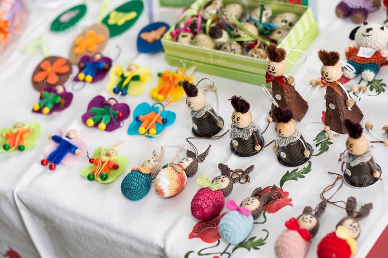Various handmade Easter decorations ready for sale