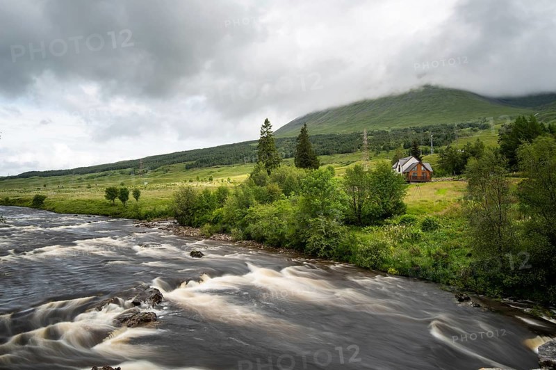 The bridge of orchy river in Argyll and Bute in the central highlands of Scotland, United Kingdom. Longexposure photography