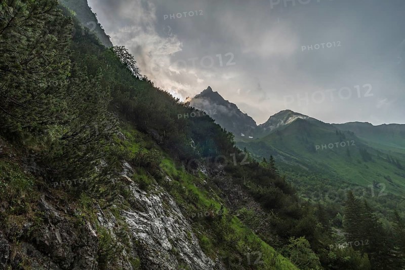 Beautiful mountain hike on the Great Widderstein in the Allgau Alps in the Kleinwalsertal