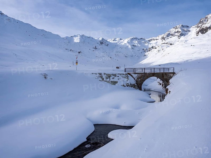 Snowy landscape in the alps of Montespluga