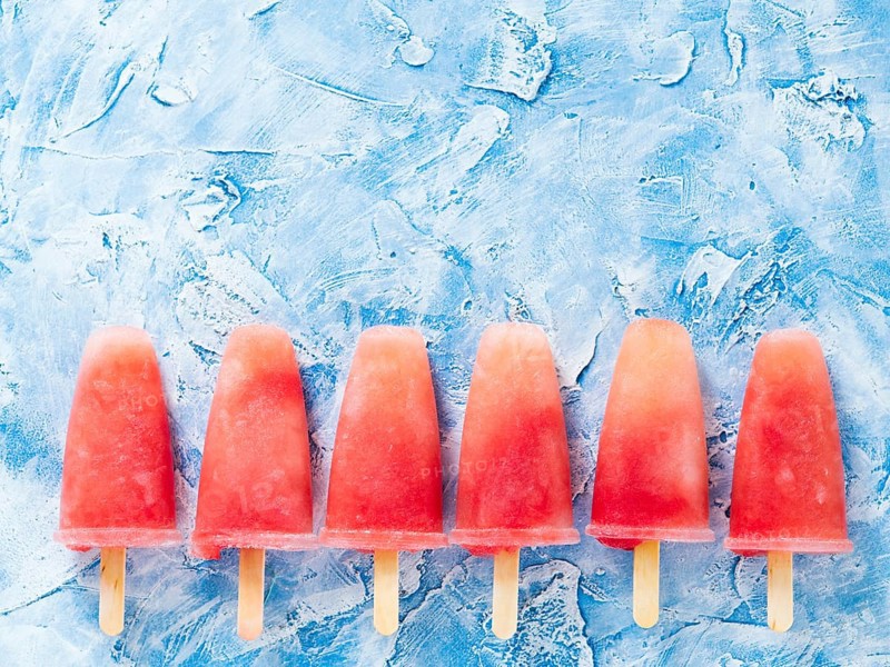 Top view of watermelon popsicles with copy space. Popsicle copyspace