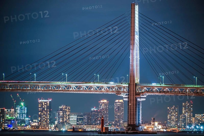 Yokohama Bay Bridge and Yokohama Minato Mirai of night view. Shooting Location: Yokohama-city kanagawa prefecture