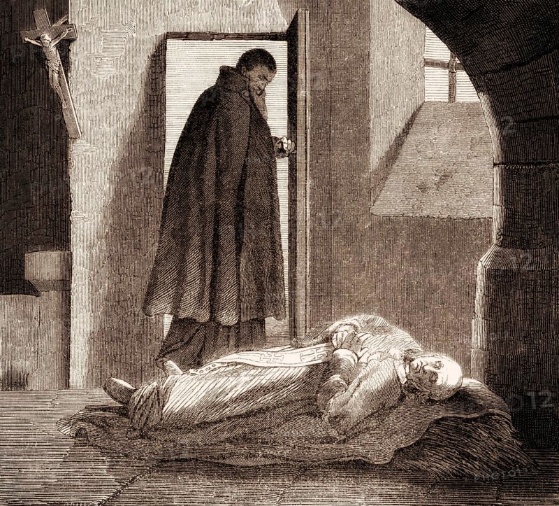 Pope Leo V, imprisoned an murdered by Christopher, the Cardinal-priest of San Lorenzo in Damaso