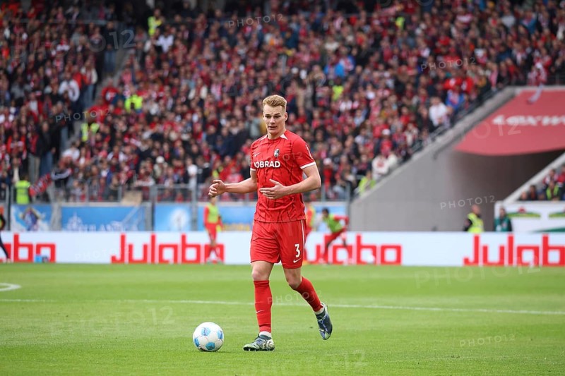 Philipp Lienhart (SC Freiburg) at the match of the 1st FBL: 24-25: 27th Sptg. SC Freiburg - 1. FC Union Berlin DFL REGULATES PROHIBIT ANY USE OF PHOTOGRAPHS AS IMAGE SEQUENCES AND/OR QUASI-VIDEONan Photo: Joachim Hahne/johapress, Freiburg, Germany / Germany