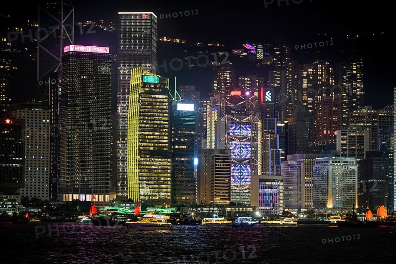 City panorama, night, Hong Kong Island, People's Republic of China