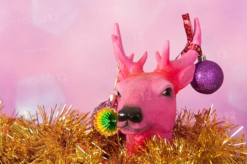 Christmas reindeer with golden ornaments