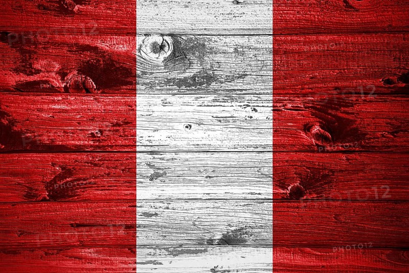 Peru flag on wooden planks background wood flag