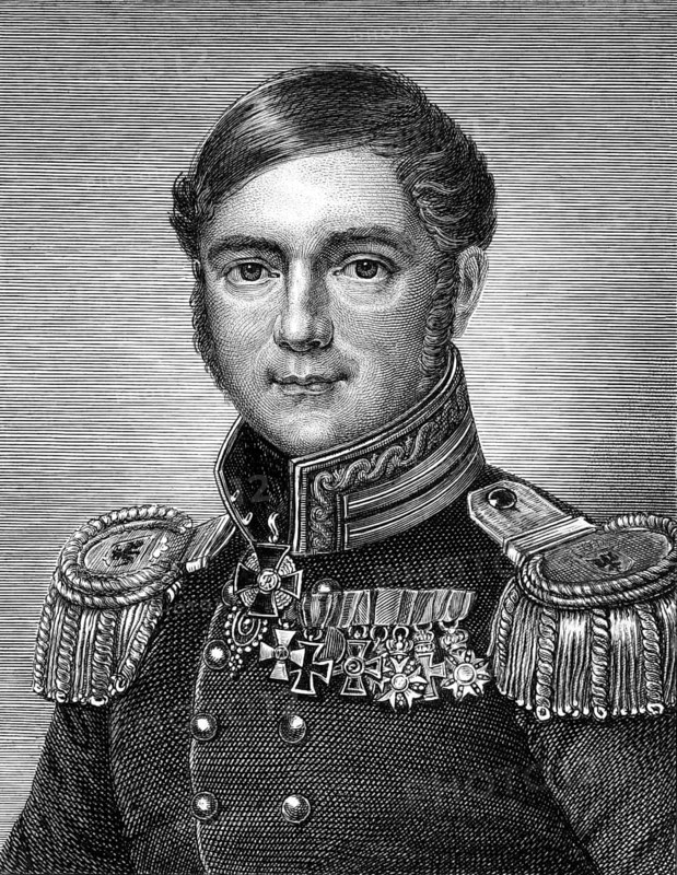 Karl Ferdinand von Graefe (1787-1840) on engraving from 1859. German surgeon from Warsaw. Engraved by G.Metzeroth and published in Meyers Konversations-Lexikon, Germany, 1859, Europe