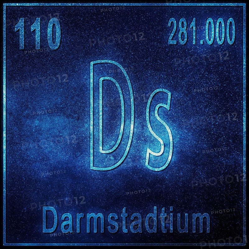Darmstadtium chemical element, Sign with atomic number and atomic weight, Periodic Table Element