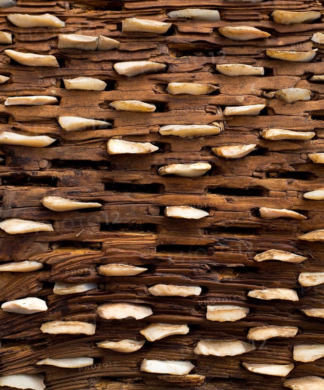 Threshing board for wheat of aged wood and stones texture vintage pattern