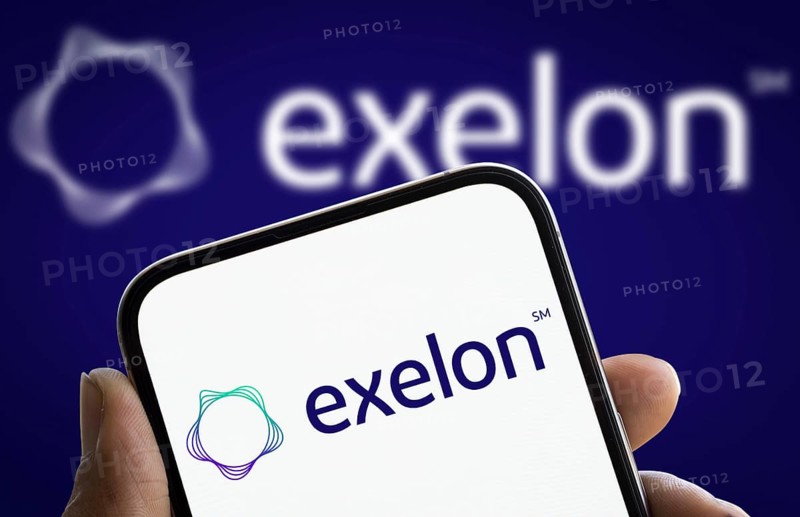 exelon logo is displayed on smartphone.Exelon Corporation is a public utility company