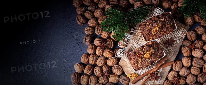 Delicious apple chocolate cake with hazelnuts