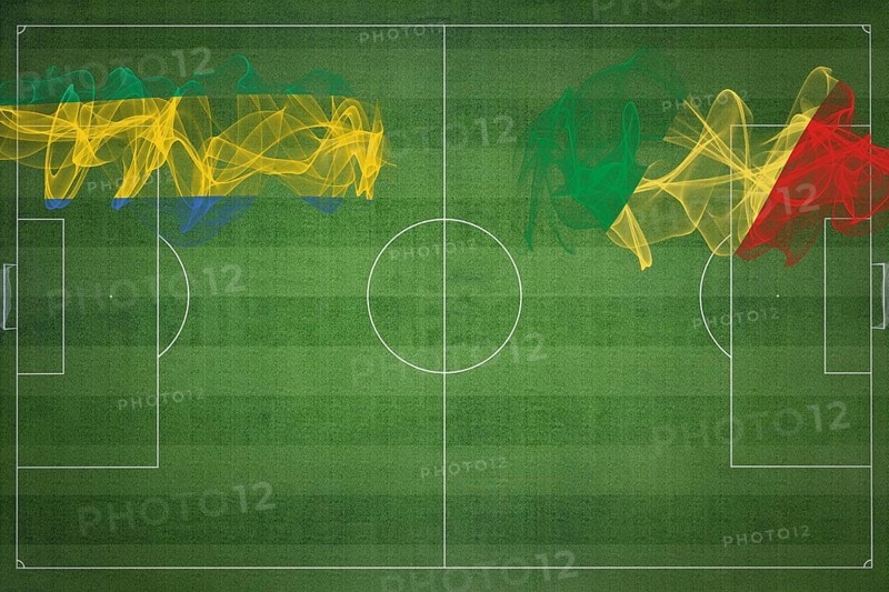 Gabon vs Congo Soccer Match, national colors, national flags, soccer field, football game, Competition concept, Copy space