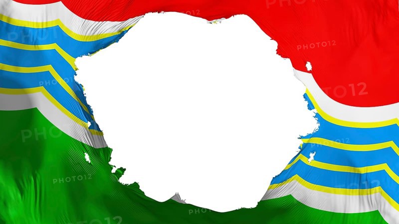Broken Tiraspol city, capital of the Republic of Moldova flag, white background, 3d rendering