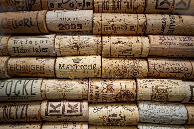Prague, Czech Republic, February 2014: Illustrative Editorial: collection of wine corks from different wineries and brands, Europe