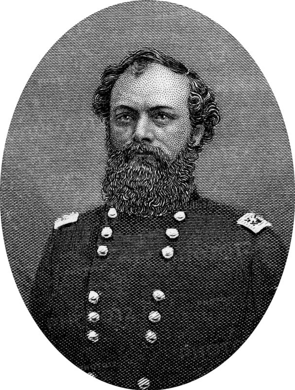 Engraving of Union Major General Quincy Adams Gillmore (February 25, 1825 – April 11, 1888) was an American civil engineer, author, and a general in the Union Army during the American Civil War. Original engraving by John Buttre, circa 1866