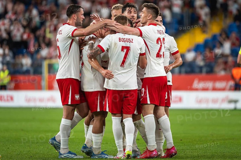 CHORZOW, POLAND - JUNE 6, 2025: Friendly match Poland - Moldova. Joy after scoring goal team of Poland