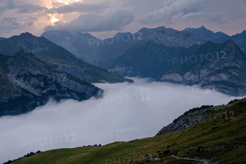 Cirque de Gavarnie from Espuguettes refuge, Pyrenees National Park, Hautes-Pyrenees, France, Europe
