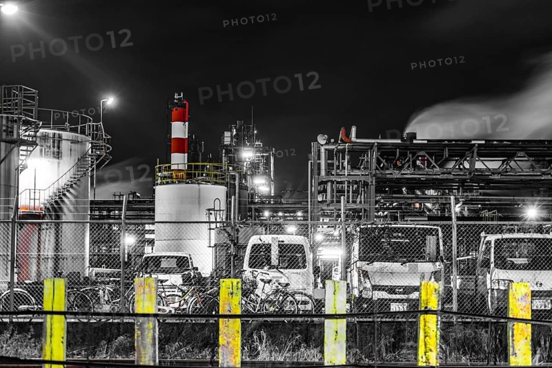 Factory night view of the Keihin region. Shooting Location: Kawasaki City, Kanagawa Prefecture