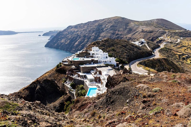 Hotel complex on the Caldera, Santorini Island, Greece, Europe