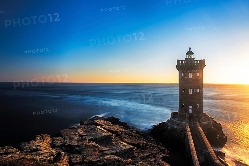 Kermorvan Lighthouse before sunset, Brittany, France, Europe