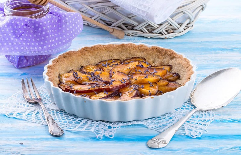 Nectarine tart with lavender and honey