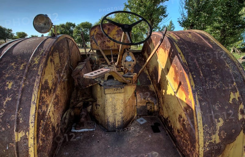Old Vintage Farm tractor Saskatchewan Canada yellow